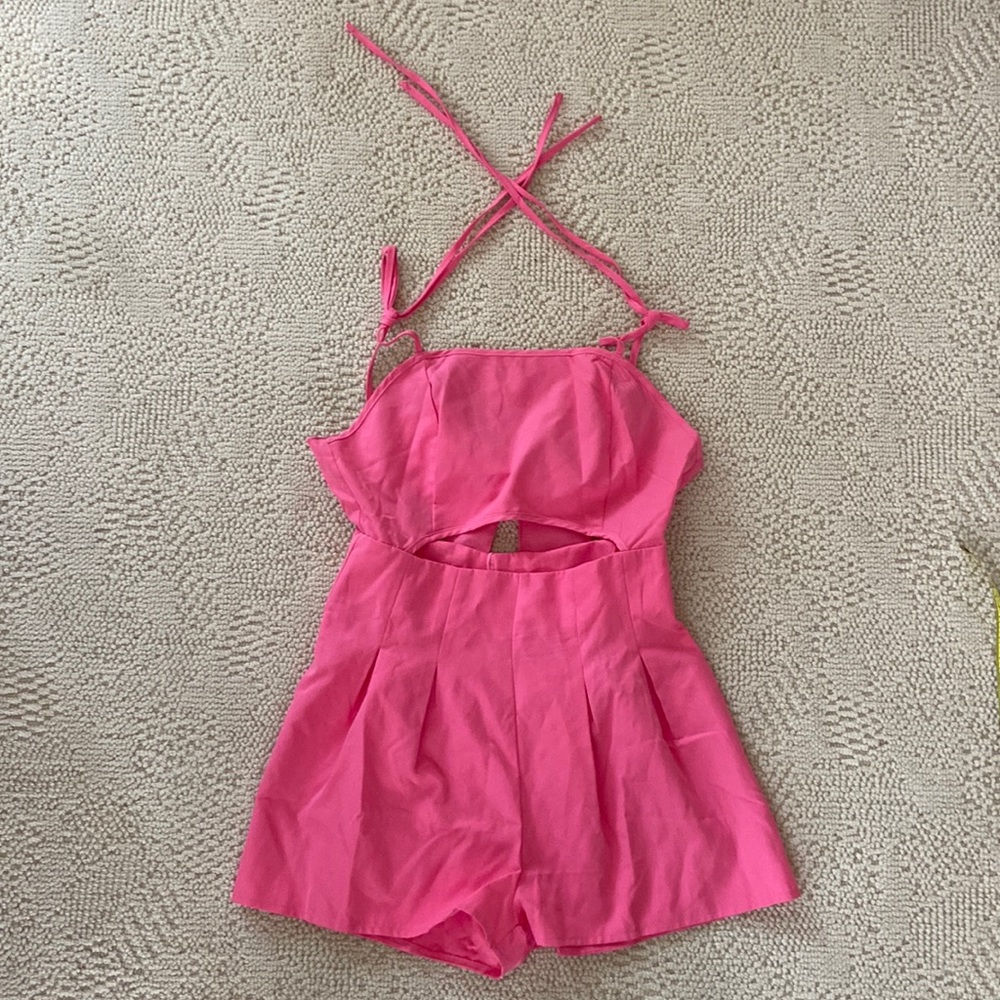 Pink romper, peekaboo, spaghetti straps